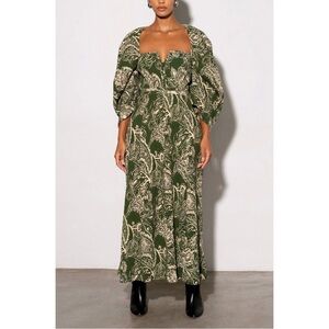 Mara Hoffman Midi Long-Sleeve Floral Green Violetta Dress